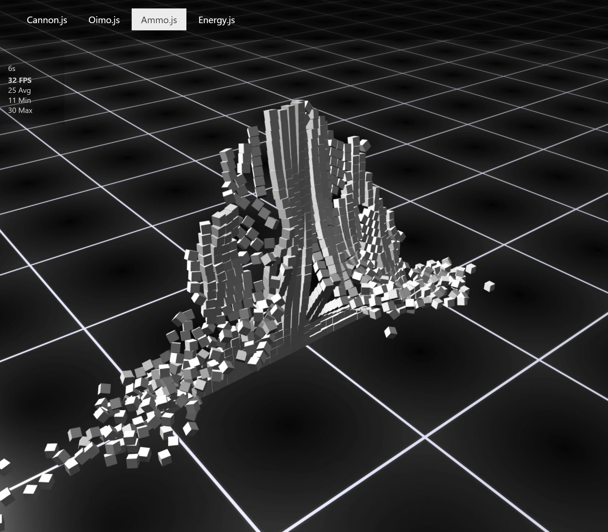 Collapsing wall physics engine test