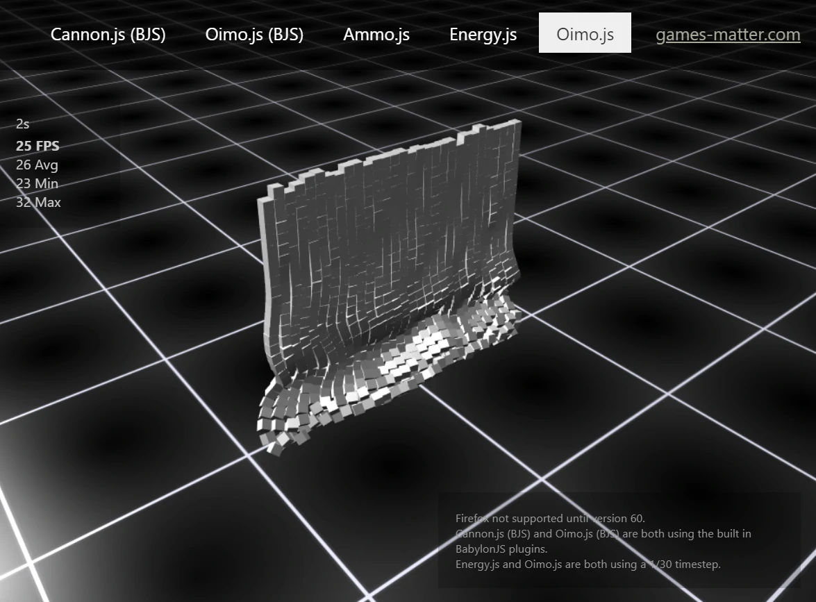 Collapsing wall physics engine test